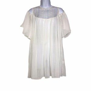 Raga Sheer White Pleated Cold Shoulder Blouse S